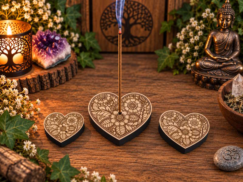 Incensario Corazón Flores